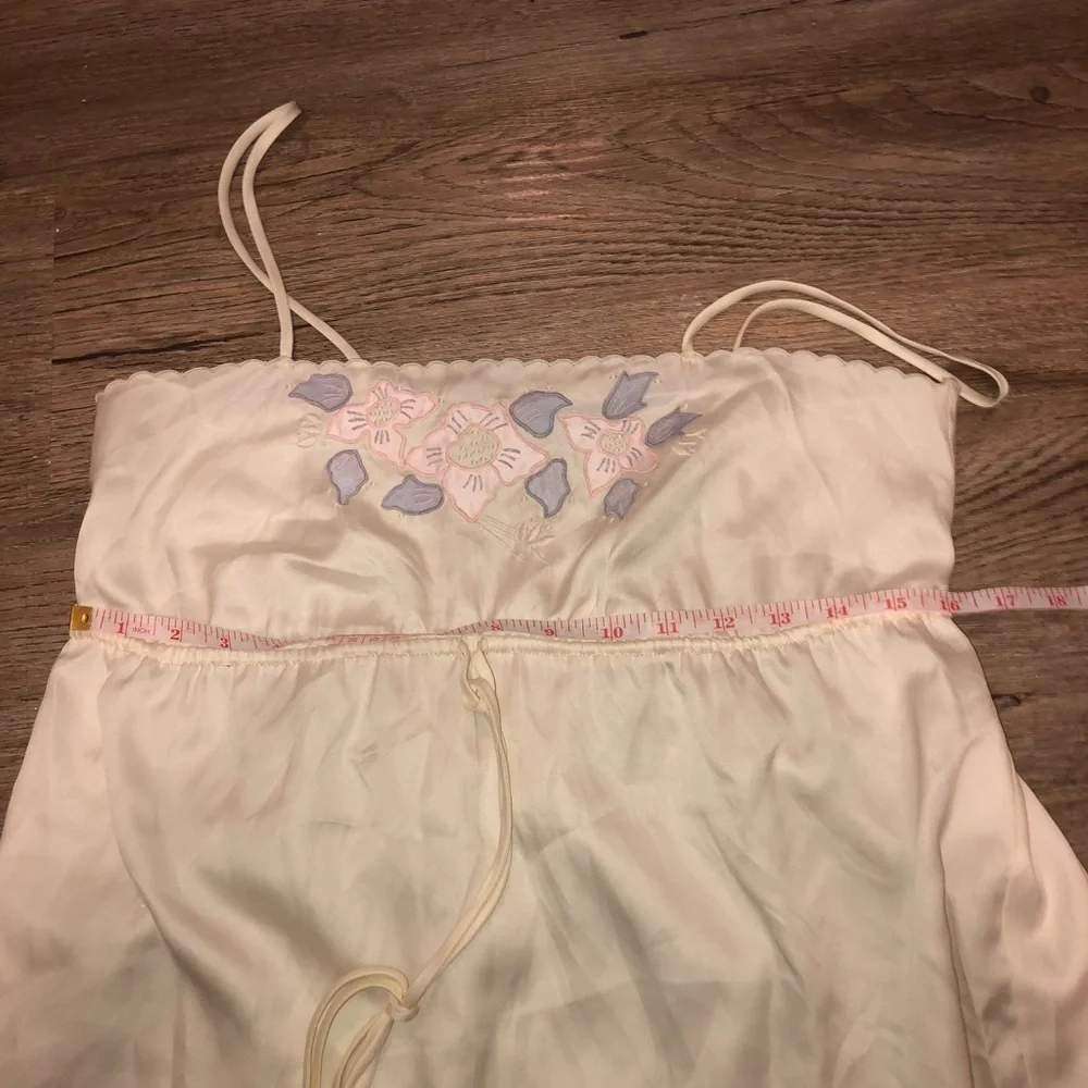2/$30 Linda Lingeria Long Night Gown w Pink & Purple Flowers Spaghetti Strap S - Picture 5 of 7